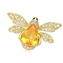 Versatile Bees Rhinestones Brooch for Various Event-Yellow