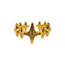 Fashionable Adjustable Open Star Rings Crafted from Alloy-Gold