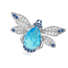 Fashion Rhinestones Bees Pin Alloy Brooch Jewelry Bees Pin-Blue