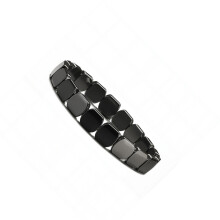 Square Bead Design Hematite Bracelet Elastic Stretch Unisex-A