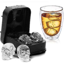 Totenkopf-Eiswürfelform – Schwarzes lebensmittelechtes Silikon