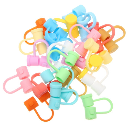 Pacote com 30 protetores de silicone para canudos – Cores sortidas