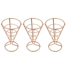 Soporte metálico color oro rosa para papas fritas (paquete de 3)