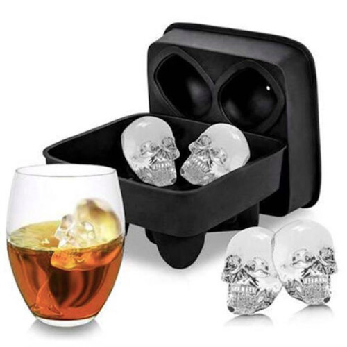 Totenkopf-Eiswürfelform – Schwarzes lebensmittelechtes Silikon 1