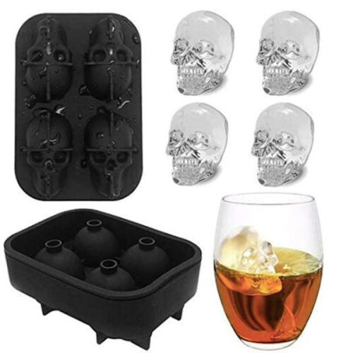 Totenkopf-Eiswürfelform – Schwarzes lebensmittelechtes Silikon 2