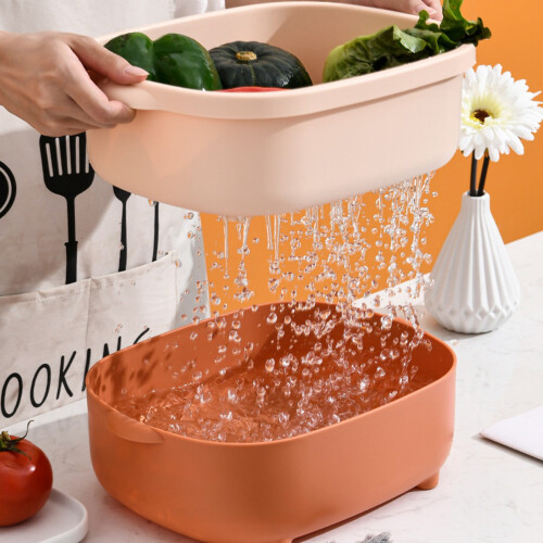 Oranger Plastik-Waschkorb für Obst und Gemüse