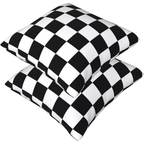 Rutiga örngott 45x45 cm polyester set med 2 1
