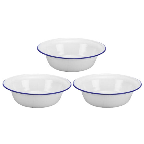 Emaille mengkom 16 cm wit (3 stuks)