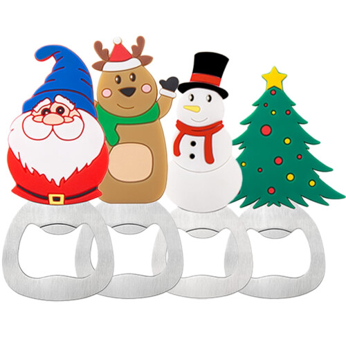 Conjunto de 4 abridores de garrafa de Natal – Silicone e 1