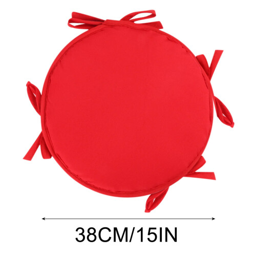 Round Chair Cushion Red Polyester 15 Inch Thick Non-Slip 1