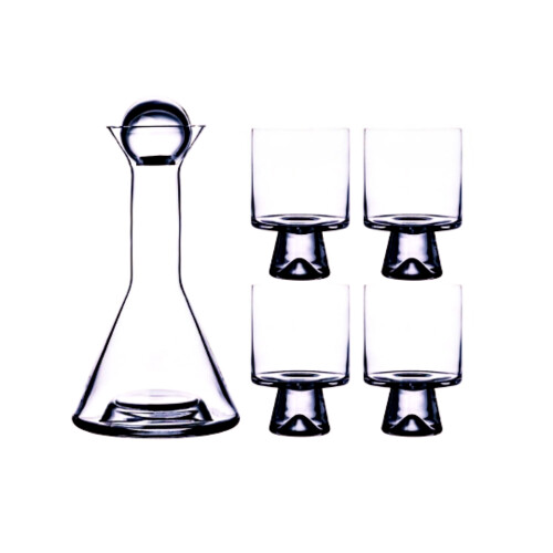 Graues nordisches Glasdekanter-Set mit 4 Gläsern 1