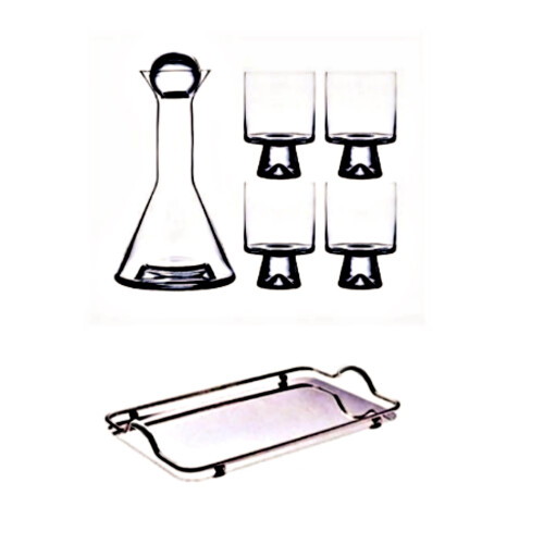 Graues nordisches Glasdekanter-Set mit 4 Gläsern 2