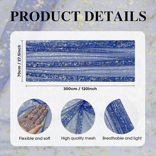 Dark Blue Gold Silk Screen Table Runner 3 pcs 1