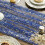 Dark Blue Gold Silk Screen Table Runner 3 pcs 4