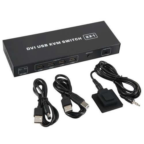 DVI KVM  2-In-1 4K Two Computers Shared USB Keyboard Mouse Print Monitor Multi-Function Switching Screen