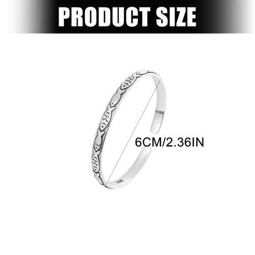 Elegant Fish Shaped Open Bangle Bracelet With Intricate Carving 2