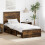 vidaXL Bed Frame with Headboard Smoked Oak 75 x 190 cm Solid Pine Wood 1
