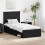 vidaXL Bed Frame with Headboard Black 75 x 190 cm Solid Pine Wood 1