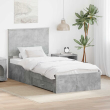 vidaXL Bed Frame Concrete Grey and Silver 75 x 190 cm Engineered Wood