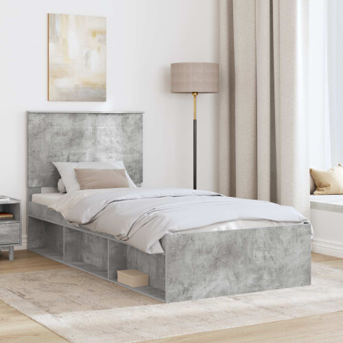 vidaXL Bed Frame Concerte Grey 75 x 190 cm Solid Pine Wood 2
