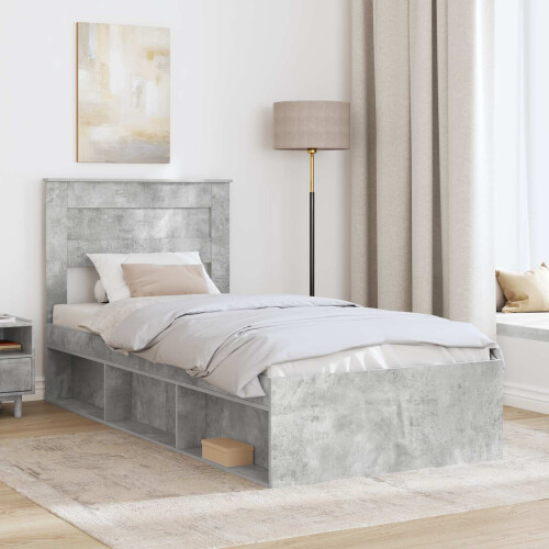 vidaXL Bed Frame Concerte Grey 90 x 190 cm Solid Pine Wood 2