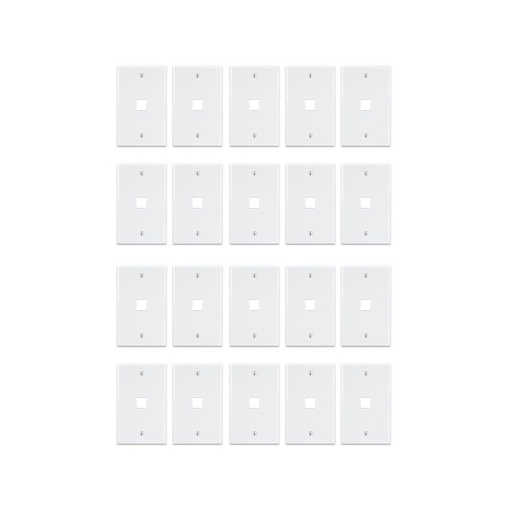 20-Pack 1 Port Jack Wall Plate, Low Profile Ethernet Wall Plate Single Gang Wall Plates For Jack White 6033805456301