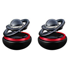 2X Auto Solar Power Luft Erfrischer, Aromatherapie Duft Diffusor Interstellar Suspension Doppel Ring Luft Diffusor, Schwarz