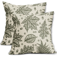 Housses de coussin d'automne 45 x 45 cm, lin, lot de 2, motif citrouille noire
