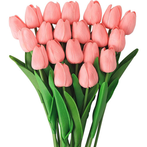 Tulipani artificiali rosa, 10 pezzi, 34 cm