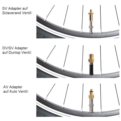 Set adaptor valvă bicicletă, 15 piese, cupru și plastic 1