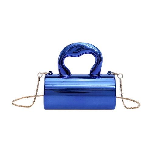 Bolsa de mão feminina prateada em acrílico
