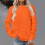 Women's Orange Long Sleeve Sweatshirt, Polyester Pullover 2