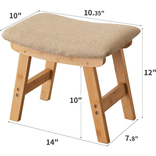 Bambu fotpall med avtagbart överdrag, 28 cm 1