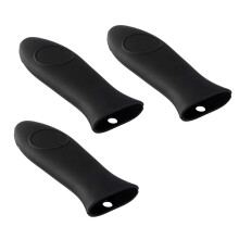 Fundas de silicona para mangos de ollas, color negro (paquete de 3)