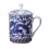 Blue and White Ceramic Tea Mug with Lid 1