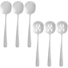 6-Piece Stainless Steel Serving Spoon Set – 3 Solid, 3