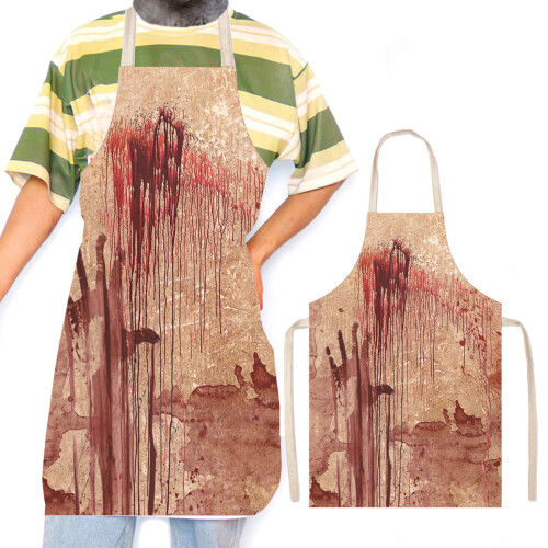 Decoratief Halloween-schort, polyester, wit, 56x45 cm