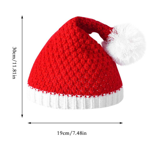 Christmas Elf Hat Red Green Knit with Bells Pom-Pom 2