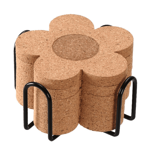 6-Piece Cork Drink Coasters, 10 cm Round