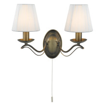 Searchlight 2 Lights Traditional Brass Cream Shades Wall Fitting Bracket Light