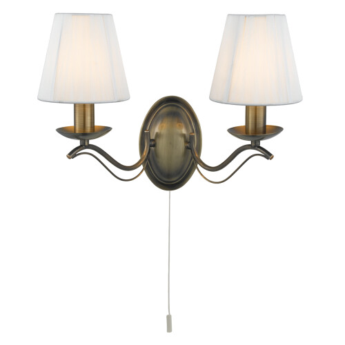 Searchlight Searchlight 2 Lights Traditional Brass Cream Shades Wall Fitting Bracket Light