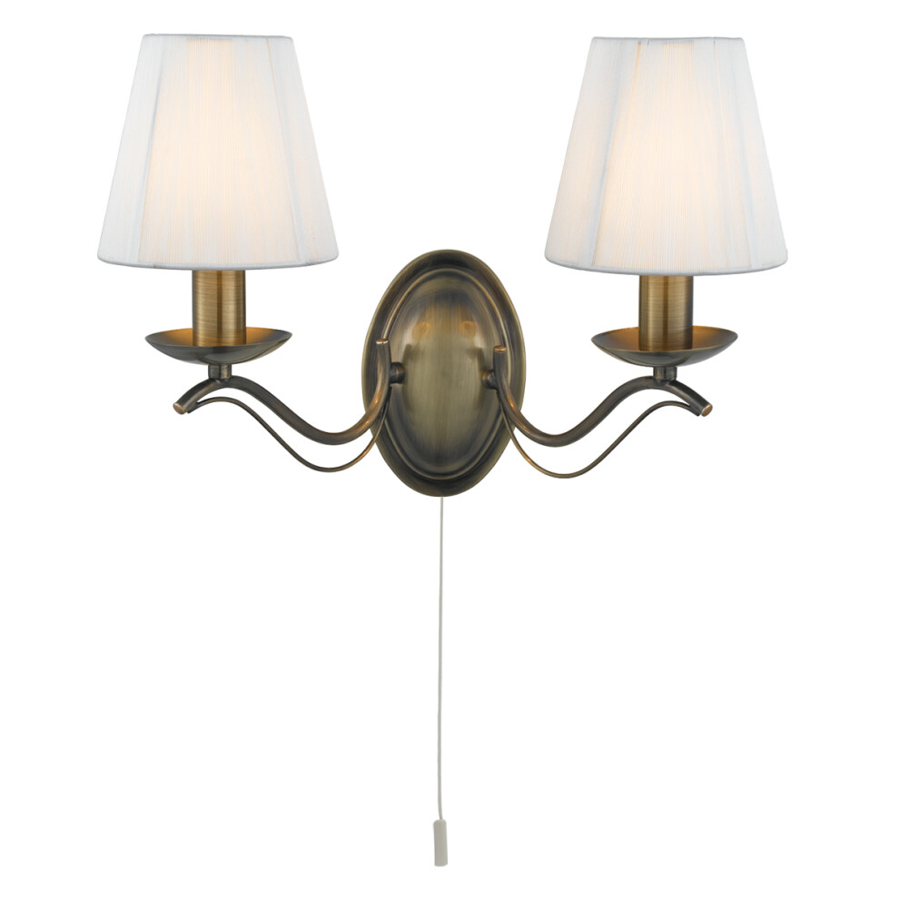 Searchlight 2 Lights Traditional Brass Cream Shades Wall Fitting Bracket Light
