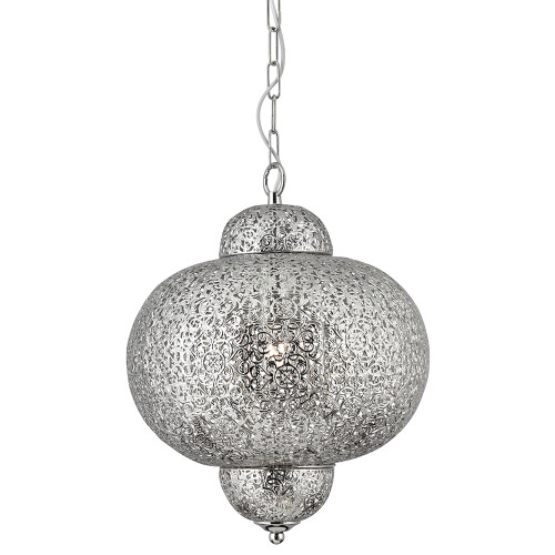 Searchlight Searchlight Moroccan 1 Light Shiny Nickel Pendant Ceiling Chandelier Fitting New