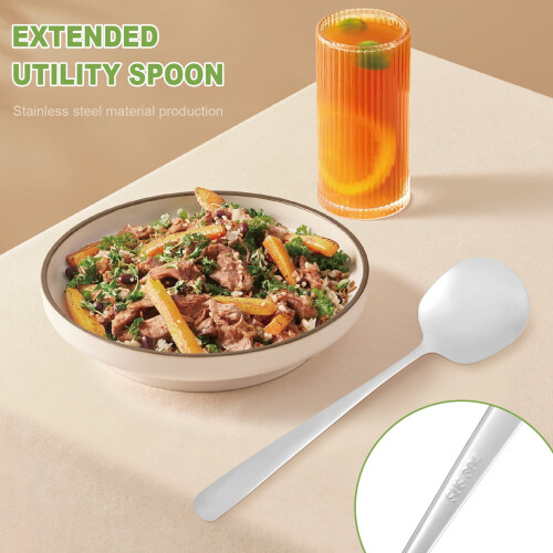 6-Piece Stainless Steel Serving Spoon Set – 3 Solid, 3 2