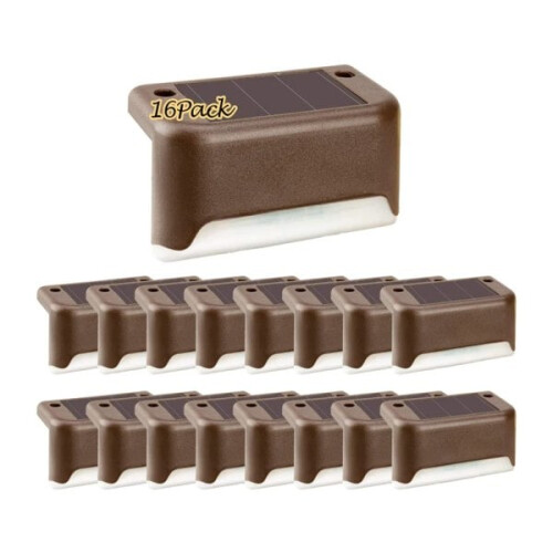 16-Pack Solar LED Deck Lights, Warm White, Waterproof 1