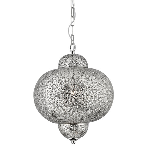 Searchlight Searchlight Moroccan 1 Light Shiny Nickel Pendant Ceiling Chandelier Fitting New 2