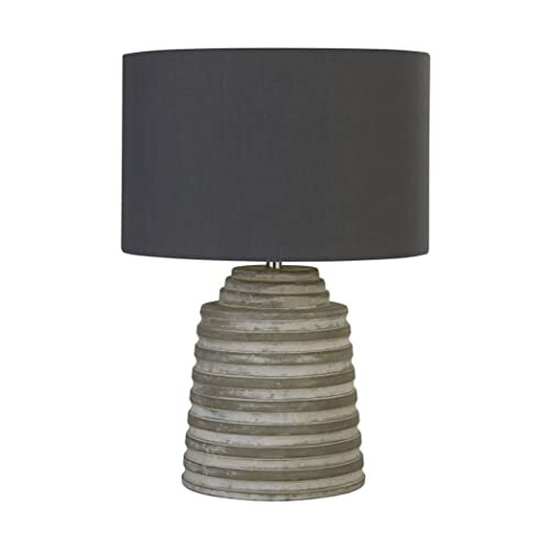 Searchlight Searchlight Liana Grey Ridged Cement Table Lamp With Grey Shade 1
