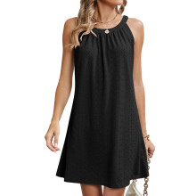 Women's swimsuit cover-up openwork crochet cover-up-Black M