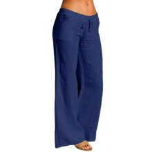Pants for Women Drawstring Loose Fit Casual Trouser-Dark Blue L
