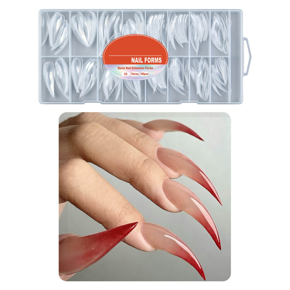 160Pcs Nail Extension Natural Fit Clear Nail Forms With-03